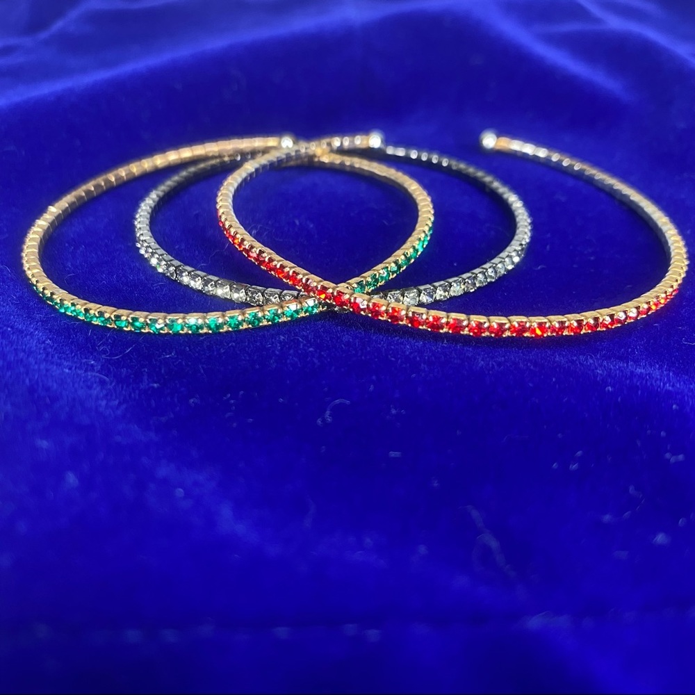 Rhinestone Color (white, green and red) Bangles